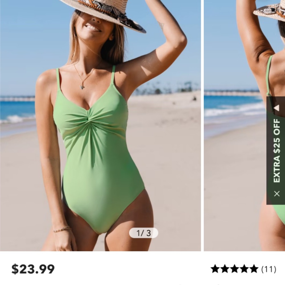 Green one piece swimsuit